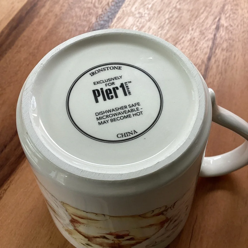 Pier 1 Large Cat and Dog 18oz Coffee Tea Mug EUC